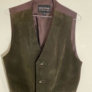 Wilson's Leather Brown Vest Men's XL Button Front Adjustable Back Suede